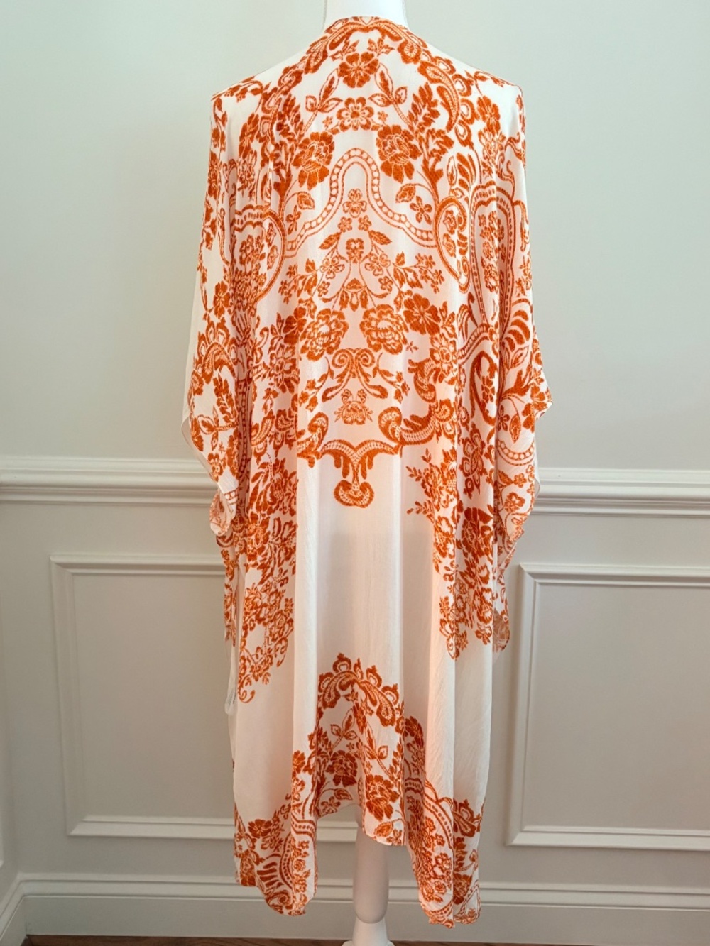 Kimono Floral Beach Coverup Large Print One Size Damask Resort - Picture 10 of 13